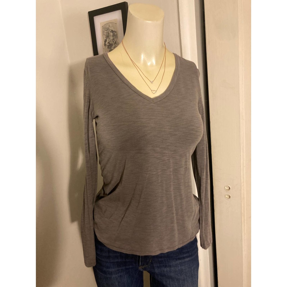 Max studio size xs women’s long sleeve top gray xsmall tee plain basic casual